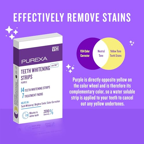 Image of V34 Teeth Whitening Strips with PAP+ (Pack of 2) - 7 Strips for 14 Applications | Enamel-Safe & Sensitivity-Friendly | Removes Tea, Coffee & Smoking Stains | Suitable for Men & Women