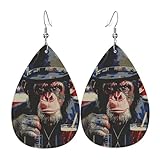 Pendientes de chimpancé con bebida para mujer, aretes de cuero de lágrima coloridos para mujer, modernos aretes de lágrima