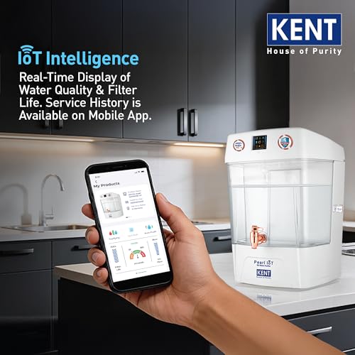 Image of KENT Pearl IoT RO Water Purifier| 4 Years Free Service* | RO+UV+UF+Alk+Cu+TDS Control | IoT Enabled | Fully Automatic On & OFF Operation |11L Detchable Tank| Ideal For Borewell /Tanker /Municipal Water