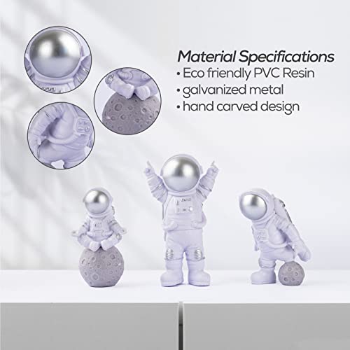 Sisigoo Astronauts Figures Statues (Set 3 Pieces Gift Box), Ornaments Resin Outer Space Themed Decor, Spaceman Planet Sculpture For Desktop & Tabletop Decor, Gift For Space Lovers (Gray) #TOP4