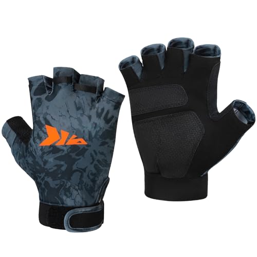 KastKing Sol Armis Half-Finger Fishing Gloves UPF 50 FrostWeave Yarn Cooling Fabric Non-Slip Grip Quick-Dry Short Cuff Comfort Reflective Logo Fishing Hiking Outdoors