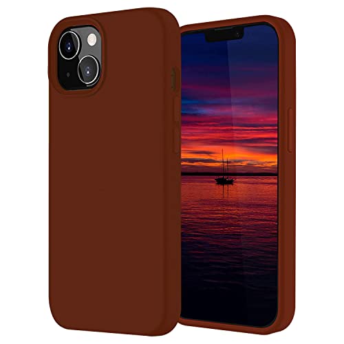 Image of LIRAMARK Liquid Silicone Soft Back Cover Case for Apple iPhone 13 Mini (5.4 Inch) (Brown)