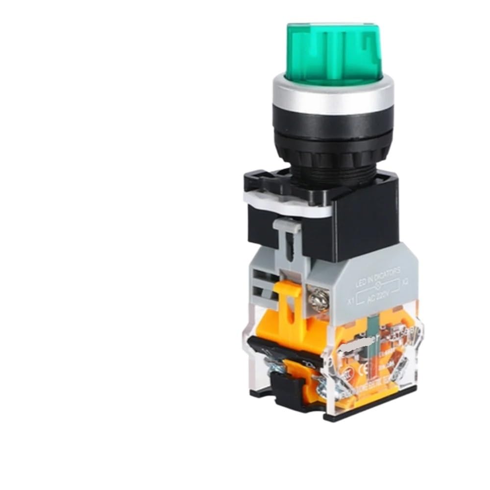 ON OFF Verde con interruptor de luz interruptor selector interruptor de transferencia de 2 posiciones interruptor LED de entrega de 22 mm, adecuado for panel redondo tipo 10A(2NO,2 WAY SELF LOCKING_24