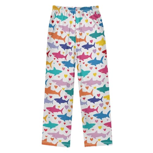 ALAZA Shark Heart Love White Pajama Lounge Pants Long Sleep Pajama Bottoms with Pockets2