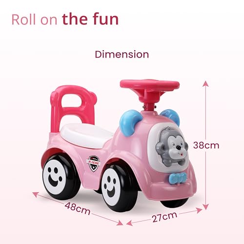 LuvLap Sunny Ride on & Car for Kids with Music & Horn Steering, Push Car for Baby with Backrest, Safety Guard, Under Seat Storage & Big Wheels, Ride on for Kids 1 to 3 Years Upto 25 Kgs (Pink) - Image 6