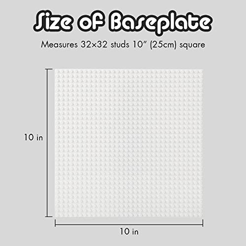 Image of Lekebaby 2 Pack Classic Baseplates 10 inch x 10 inch, Building Base Plates for Building Bricks, 100% Compatible with Major Brands and Activity Table-Baseplate, Sturdy & Safe, Age 3 and up Kids, White