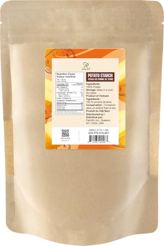 Soeos Potato Starch, 16 oz(1lb) 454g – Gluten-Free Thickener for Baking, Frying & Sauces, Crisp Texture Corn Starch for Tempura (Resealable Bag)