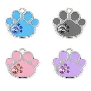 RvPaws Pet ID Tags Beautiful Alloy Paw Shape Personalised Dog/Cat Neck Charm DIY Necklace Making Best Gift Ideal for Your Pets – Colour As Per Availability (Pack of 1 Piece)