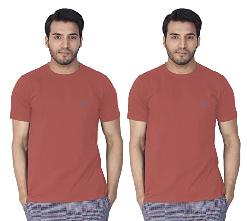 Image of Lux Nitro Men's Solid Modern Fit Round Neck T-Shirt Spiced Coral