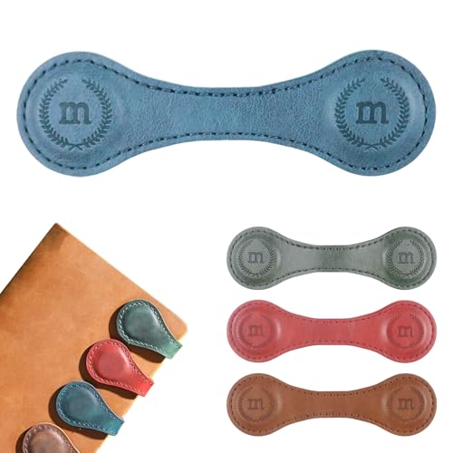 Personalized Magnetic Leather Bookmark with 26 Letters, Handmade Custom Initials, Timeless Vintage Design & Multi-Functional, Meaningful Gift for Women, Teachers, Book Lovers, Kids(Blue, M)