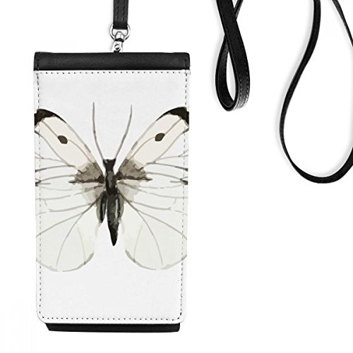 Idée cadeau porte-monnaie suspendu papillon noir et blanc pour smartphone