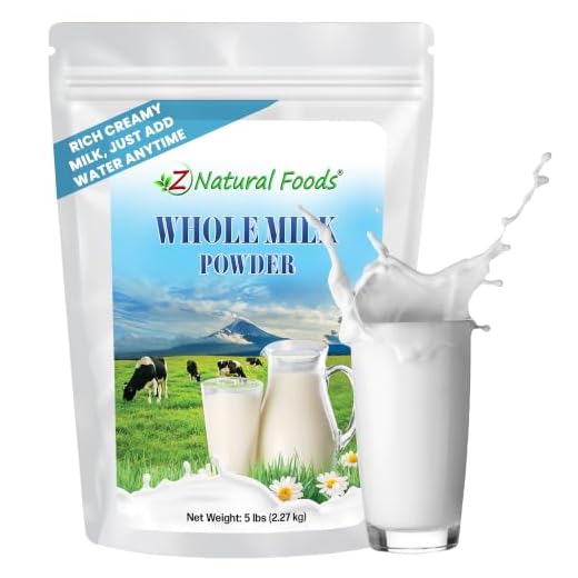 Powdered Whole Milk - 5 lb Bulk Size - Dry Milk Powder - Dried For Emergency Long Term Food Storage - Great For Cooking, Baking, Cereal, Coffee, & Tea - Non GMO & Gluten Free
