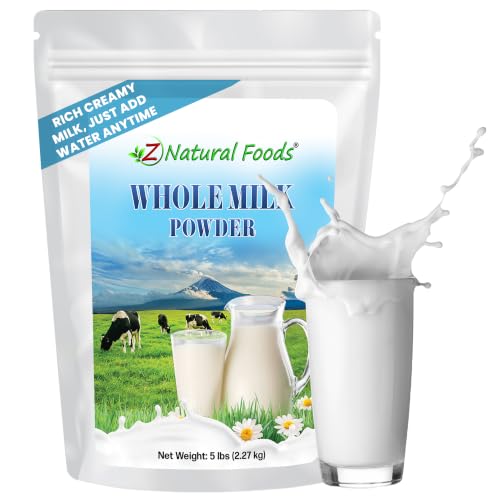 Image of Z Natural Foods Premium Whole Milk Powder - Pasteurized Dry Milk, 5 lb | Pasteurized Whole Milk, Single Ingredient, Non-GMO, Gluten-Free, Kosher-Certified, For Baking, Cooking & Drinks