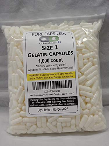 PurecapsUSA Size 1 1,000 Fillable White Gelatin Capsules