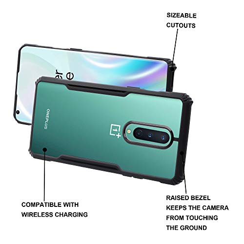 Image of LIRAMARK Transparent Clear Shock Proof Back Cover Case Designed for OnePlus 8 /1+8 (Black)