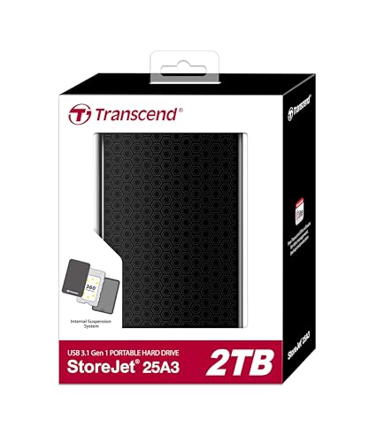 Image of Transcend 2TB 2.5 inch STOREJET 25A3 USB 3.0 Hard Drive (TS2TSJ25A3K)
