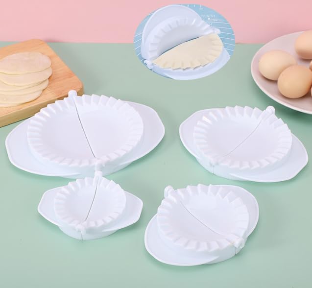 4pcs Dumpling Pasta Mold Set, Non-Adhesive Surface and Easy to Clean, Ideal Pasta Kitchen Tool DIY Gadget, White