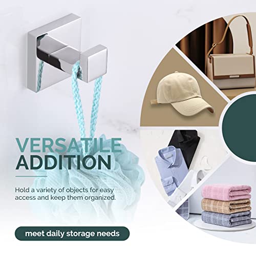 Angle Simple Bath Towel Hook, Solid Metal Bathroom Shower Square Hook Hand Towel Bathrobe Sponges Hanger Kitchen Cabinet Closet Hook Pants And Shirt Holder Polished Chrome, Wall Mounted #TOP5