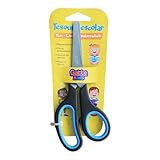 Tesoura Escolar Infantil Gatte Kids - Ponta Arredondada Segura, Cabo Emborrachado, Vermelha, 14cm para Educação Infantil, Artesanato e Volta às Aulas (Azul)
