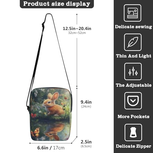 Crossbody Bag Easter Bunny Rabbit Eggs Messenger Bag for Women Men Purse Shoulder Bag Satchel Bag with Adjustable Strap 202b98823