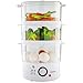 Ovente 3-Tier Electric Steamer for Vegetables and Food with Timer, 7.5-Quart, 400-Watts, Auto Shut-Off Feature, White (FS53W)