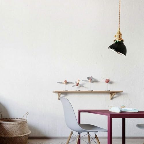 Suspension laiton E27 design vintage et verre teinté vert - 7