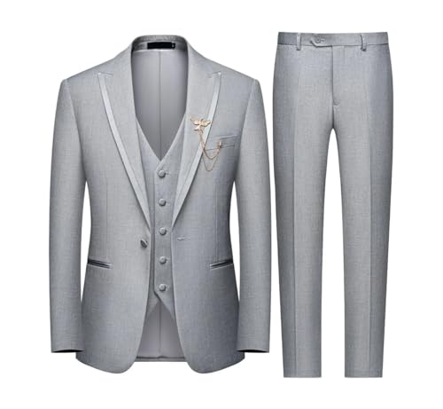 Men's Formal Suit 3-Piece Blazer Vest Pants Set Slim Fit for Weddings Proms Business3