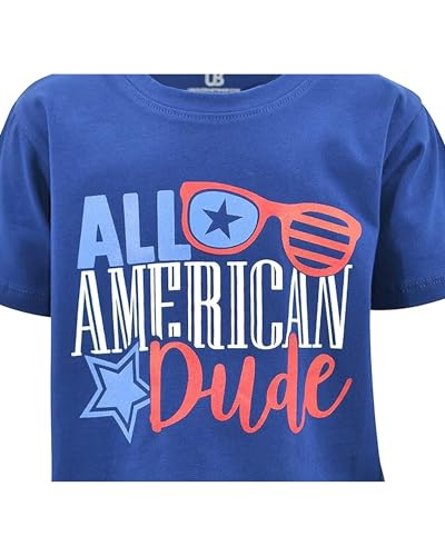 Image of Boys 2pc Shorts Set Outfit Short Sleeve Shirt with Bold Applique Print and Shorts