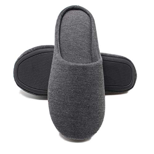 ofoot Women's Memory Foam Cotton House Slippers for Summer - Comfortable,Washable Indoor Bedroom Shoes with Non-Slip Rubber Outsoles (Charcoal Grey, US 7-8)4
