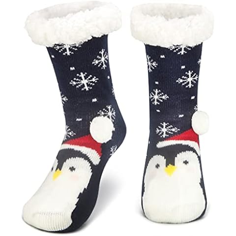 Tolumo Non-Slip Fuzzy Christmas Slipper Socks Cover
