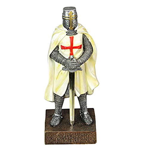 Estatua de Caballero Templario Medieval en Resina Pintada 10 Pulgadas miniatura 3