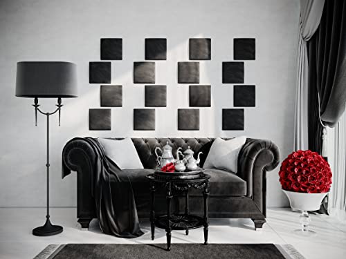 (4 Pack) Velvet Headboard Upholstered Soft Decorative Wall Panels | Padded Boards | Cladded Decor Anti-Collision | Acoustic and Soundproof Treatment | (Black (2219), 10"x10" (25x25cm)) - Image 5