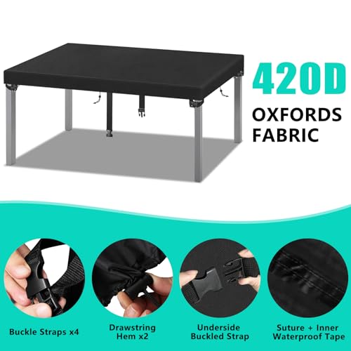 Kovshuiwe 150x90x15cm, schwarze Gartentischabdeckung, Terrassentischabdeckung, Gartenmöbel-Abdeckung, für den Innen- und Außenbereich, wasserdichte Tischdecke, 420D Oxford-Gewebe