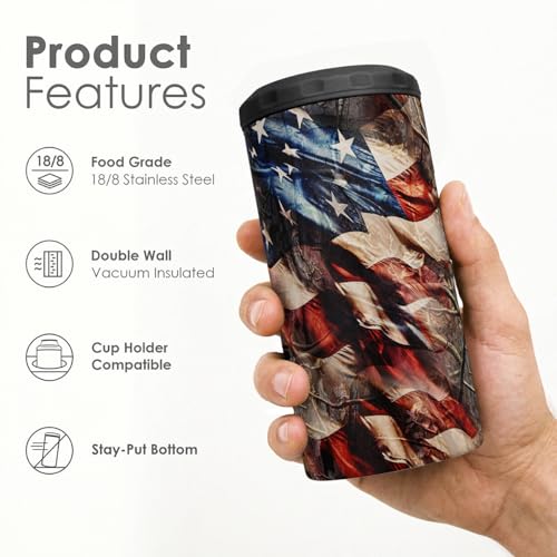 Image of Hunting Cup Can Cooler 12oz - Travel Mug Cup - Stainless Steel Insulated for Men Hunters - Tumbler Cans Koozie, Gift for Christmas, Birthday, Father's Day