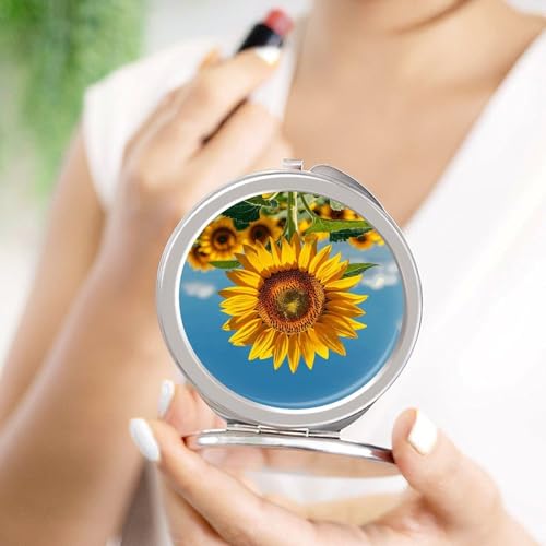 Espejo de maquillaje redondo portátil para viaje miniatura 4