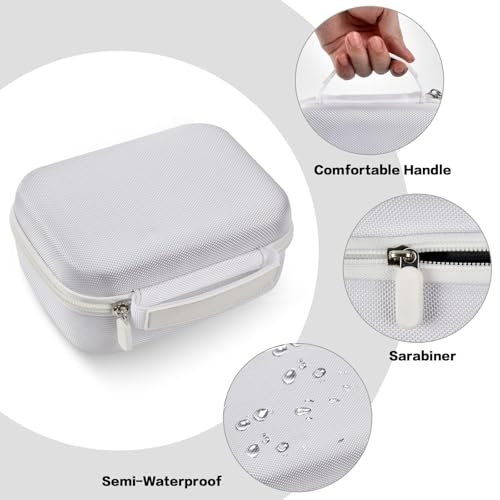 Image of Boobowl Hard Case for Phomemo M110 /M110S Label Maker, Case Only | Organized Label Roll Storage, Mesh Pocket for Charging Cable, Home Office Inventory, Small Business - White