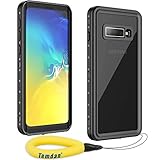 Samsung Galaxy S10 Waterproof Case 6.1inch，Temdan Built-in Screen Full-Body Protector with Floating Strap IP68 Waterproof Case for Samsung Galaxy S10 2019 NO Fingerprint ID (Black/Clear)