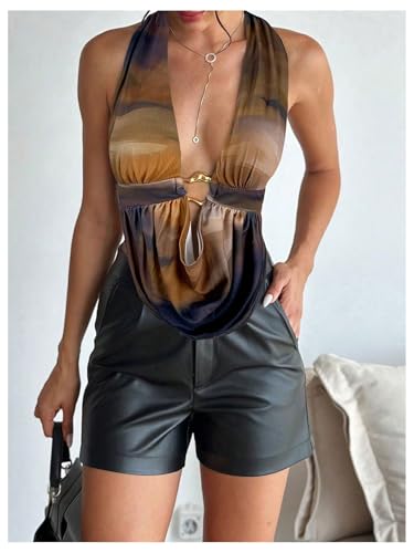 Image of SOLY HUX Women's Sexy Open Back Halter Going Out Top