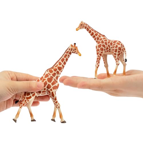 TOYMANY 4 Stück Giraffen Familie Tiere-Figuren Set Safari Spielfiguren Realistische Giraffen Spielzeug Dschungeltier-Figuren Tierfigur Plastiktiere Zoo Dschungel Wald Wild, zum Spielen oder als Deko