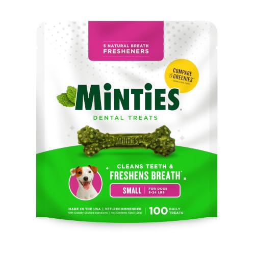 Image of Minties Mint Dental Chews for Dogs, Small Breeds 5-25 lbs, 100 Count