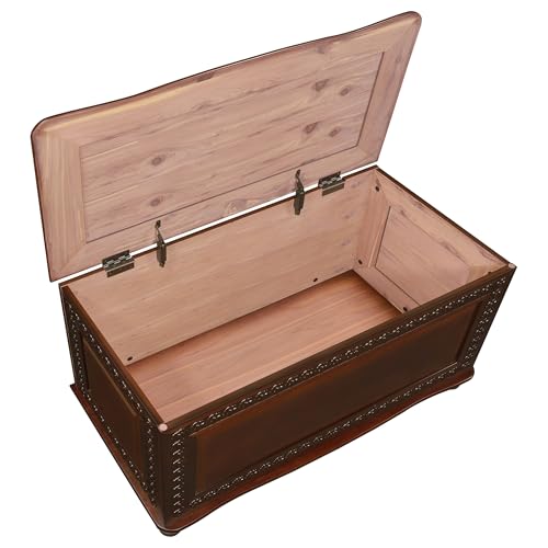 Coaster Home Furnishings Finlay Traditional 40 Inch Wood Bedroom or Kids Room Storage Trunk Cedar Lined Hope Chest Storage Bin Dark Tobacco 900012