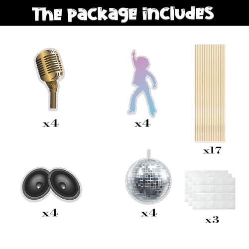 Image of Retro 70s Decade Throwback Party Centerpiece Sticks, Table Decorations for Disco Ball Dance, 70s Decade Throwback Decorations, Totally 1970s Party DIY Dessert Table Toppers.Set of 16