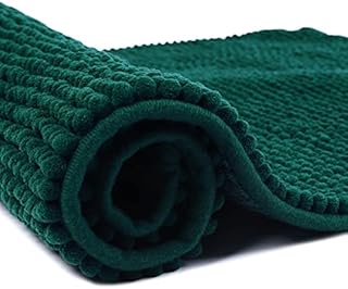 Myting Luxury Chenille Bath Mats for Bathroom, Extra Soft Thick Shaggy Bath Mat, Non-Slip Machine Wash Quick Dry Bathroom Mat for Bath, Shower, and Tub Green Bath Mat 41x63 cm