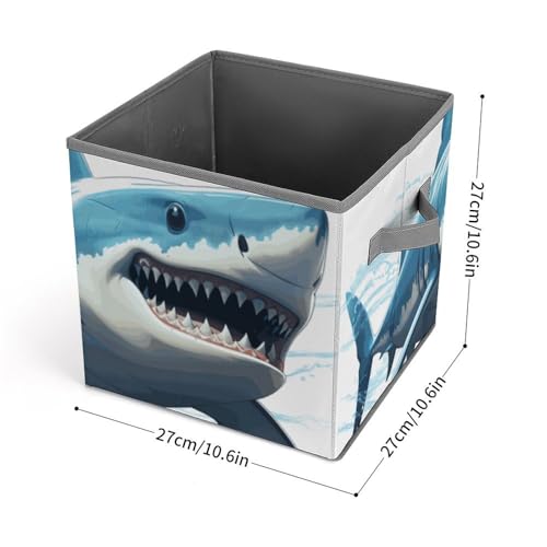 Bac de rangement requin bleu pliable de 27,6 cm pour étagère - 3