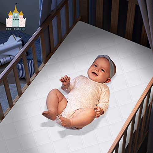 Cute Castle CC-MATT-2P-WHITE-L 2 Pack Baby Waterproof Crib Mattress Protector - Ultra Soft - Baby Bedding Mattress Pad Cover Sheets thumb #3