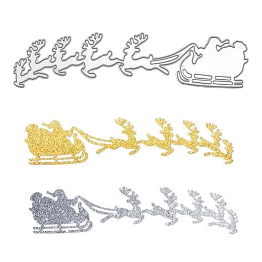 Mezrkuwr Matrice de découpe en métal pour scrapbooking, Père Noël, traîneau, renne, arrière-plan 3D, cadre, nouvelles matrices de découpe, album de bricolage, fabrication de cartes, papier décoratif