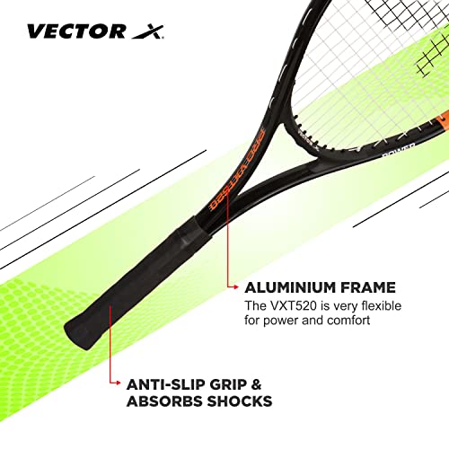 Image of Vector X VXT-520 Adult Men Recreational Tennis Racket Lightweight Aluminum Frame for Easy Swing|105 sq in Head|Pre-Strung Beginner Racquet for Outdoor Games Training & Practice (26 inch, Full Cover)