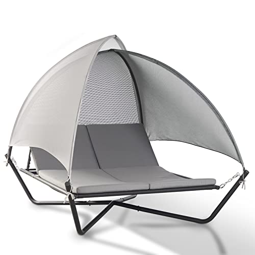 LECO Sonnenbett Sydney – Gartenliege mit Sonnendach und verstellbarer...