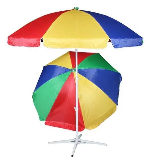RAINPOPSON Outdoor Garden Umbrella With Stand Big Size Patio Garden Umbrella (Multicolor) 7Ft-image-1