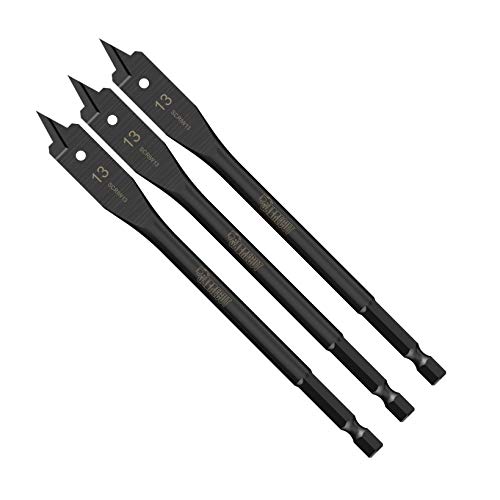 3 x SabreCut SCRIW13_3 13mm x 152mm Impact Rated Flat Wood Spade Bits for Softwood Hardwood Chipboard